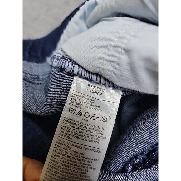 Old Navy Jeans Womens 8 Petite 25x28 Baggy Wide Leg Dark Blue Stretch High Rise - Picture 10 of 13